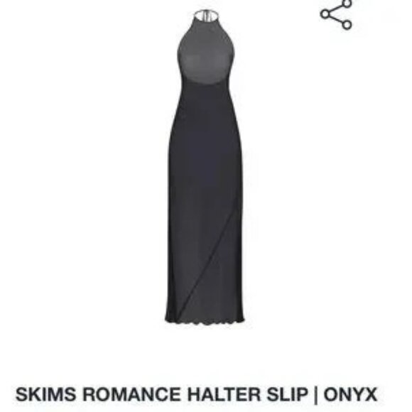 SKIMS Romance Chiffon Halter Silk Slip Dress Onyx XS - Picture 10 of 10